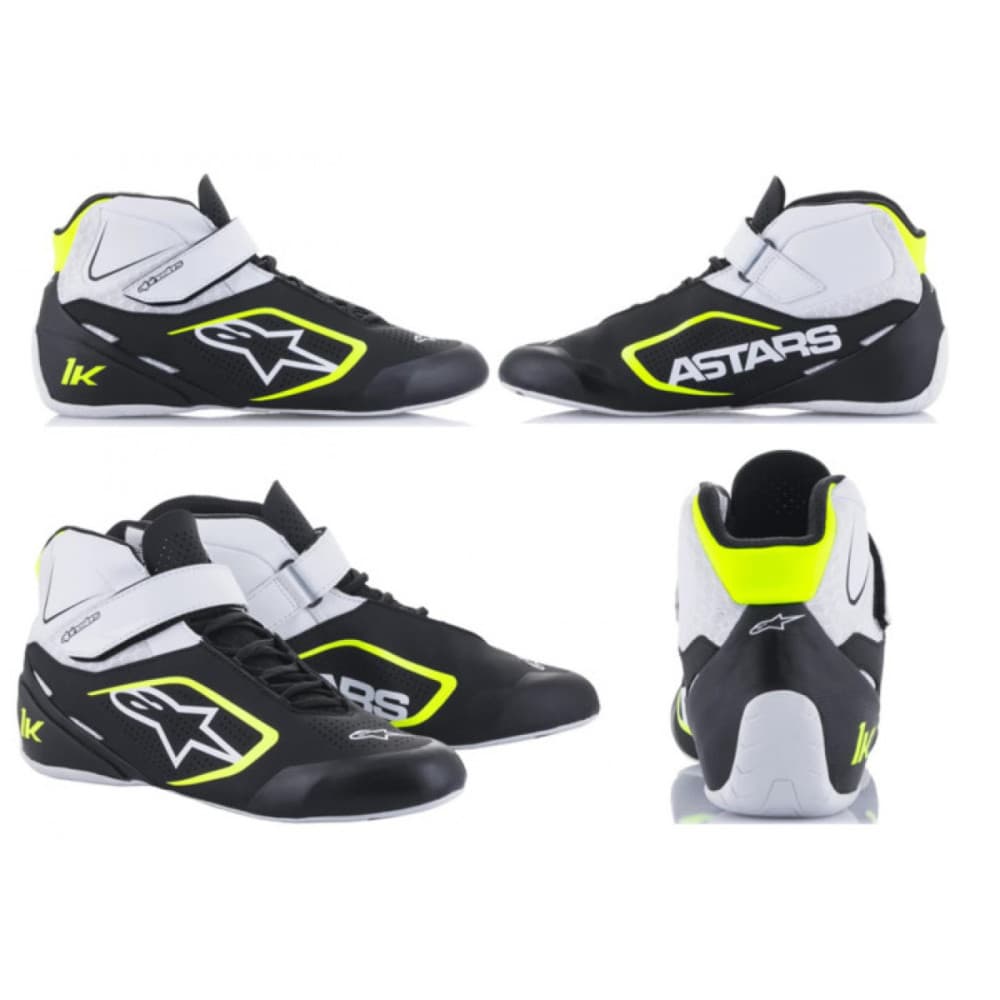 2022 TECH-1 K V2 SHOES BLACK WHITE FLUO YELLOW ALPINESTARS 44
