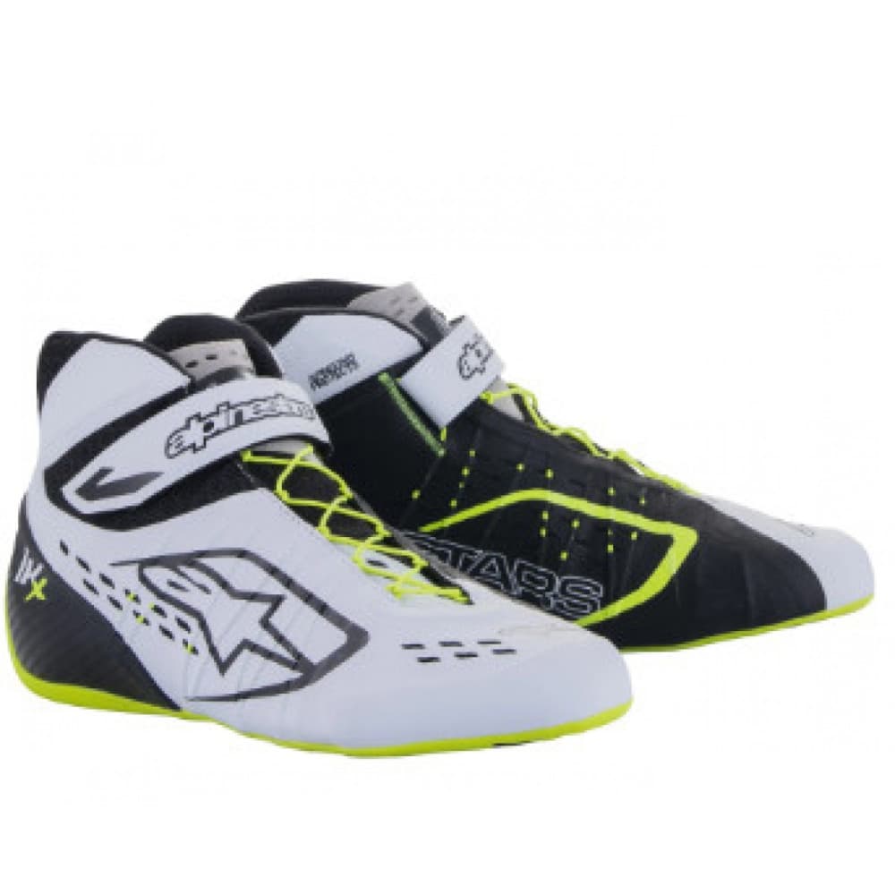 2023 TECH-1 KX V2 SHOES BLACK WHITE FLUO YELLOW ALPINESTARS 45