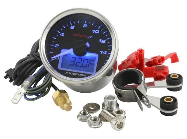 Koso GP-Style II digitális mérõmûszer (d=55x57mm) (Többféle változatban!) - Fekete háttér / Kék világitás (16000rpm)