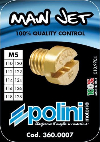 Polini 10db-os főfúvóka szett (Dellorto - 5mm) (Többféle kivitelben!) - 110 - 128