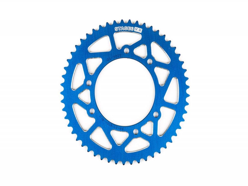 Stage6 CNC Aluminium-Kettenrad (Minarelli AM / Piaggio D50B0 / Derbi EBE/EBS - blau - Z53 - 420)