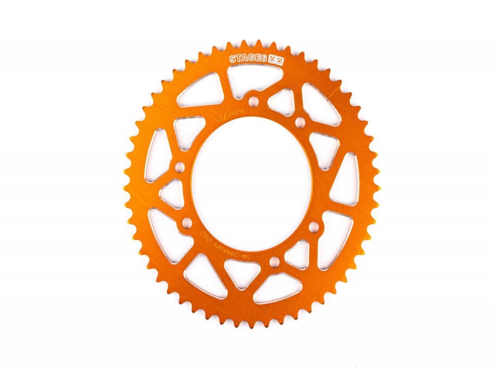 Stage6 CNC corona alluminio (Minarelli AM / Piaggio D50B0 / Derbi EBE/EBS - arancione - Z53 - 420)