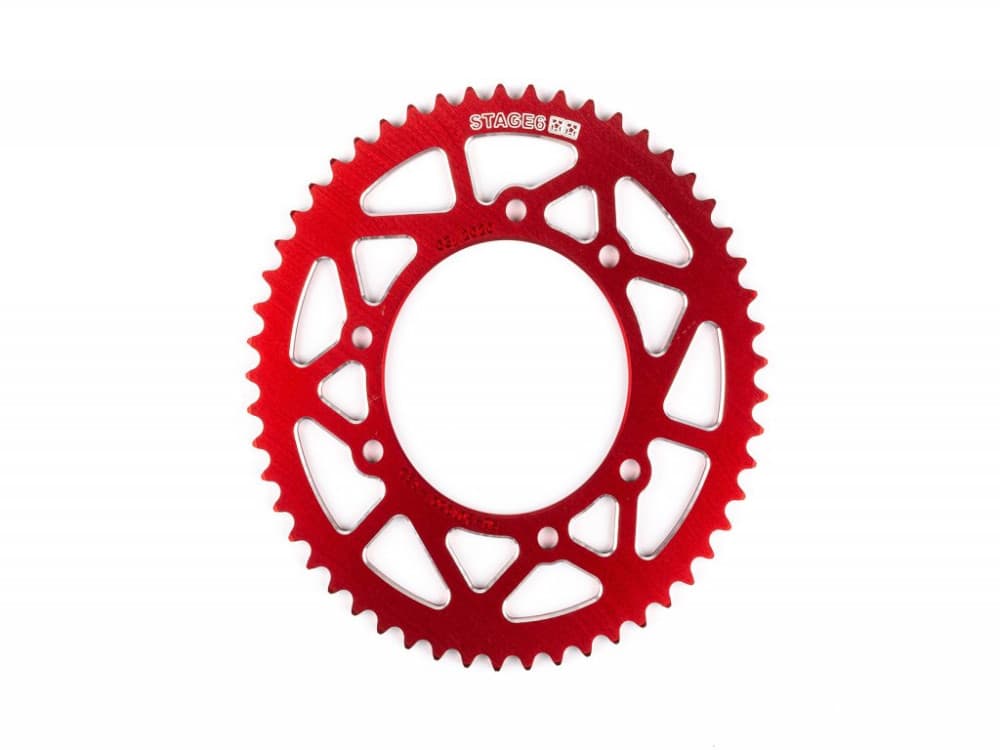 Stage6 CNC Aluminium-Kettenrad (Minarelli AM / Piaggio D50B0 / Derbi EBE/EBS - rot - Z53 - 420)