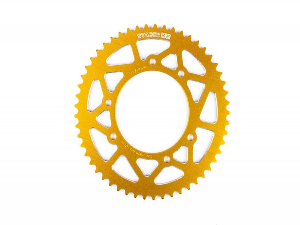 Stage6 CNC corona alluminio (Minarelli AM / Piaggio D50B0 / Derbi EBE/EBS - giallo - Z53 - 420)