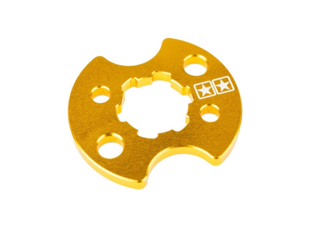 Stage6 Kettenrad Sicherungsplatte Aluminium (Derbi EBE / EBS - Piaggio D50B0 - gelb)