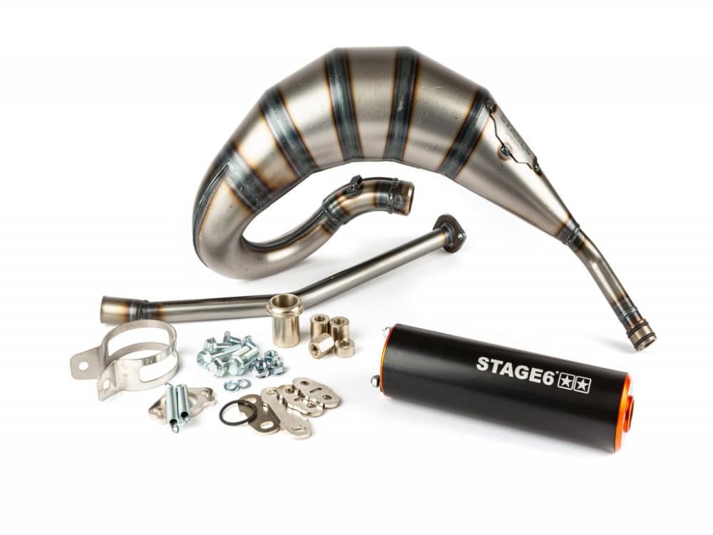 Stage6 Streetrace 70cc CNC scarico (Derbi EBE / EBS - Piaggio D50B0 - arancione/nero)