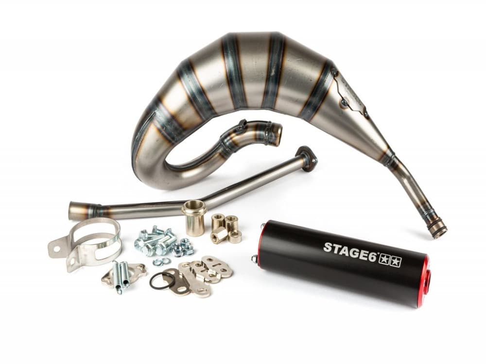 Stage6 Streetrace 70cc CNC scarico (Derbi EBE / EBS - Piaggio D50B0 - rosso/nero)