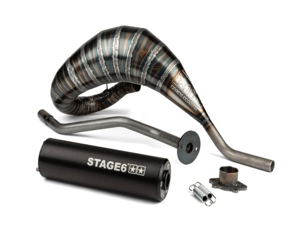 Stage6 R/T 80-90ccm CNC-Auspuff (Derbi EBE / EBS - Piaggio D50B0 - schwarz)