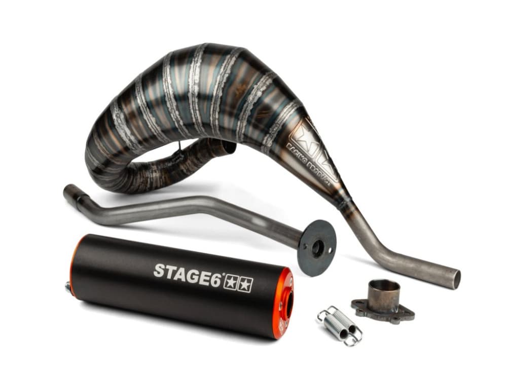 Stage6 R/T 80-90ccm CNC-Auspuff (Derbi EBE / EBS - Piaggio D50B0 - orange/schwarz)