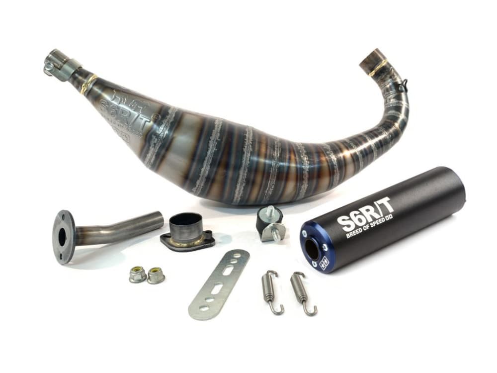 Stage6 R/T 90000cc CNC scarico (Derbi EBE / EBS - Piaggio D50B0 - blu/nero)