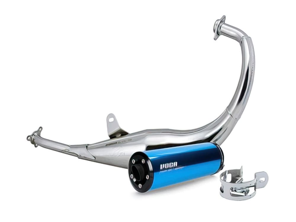 Voca Racing Chromed 50/70cc scarico sportivo (Derbi EBE / D50B0) (Blu)