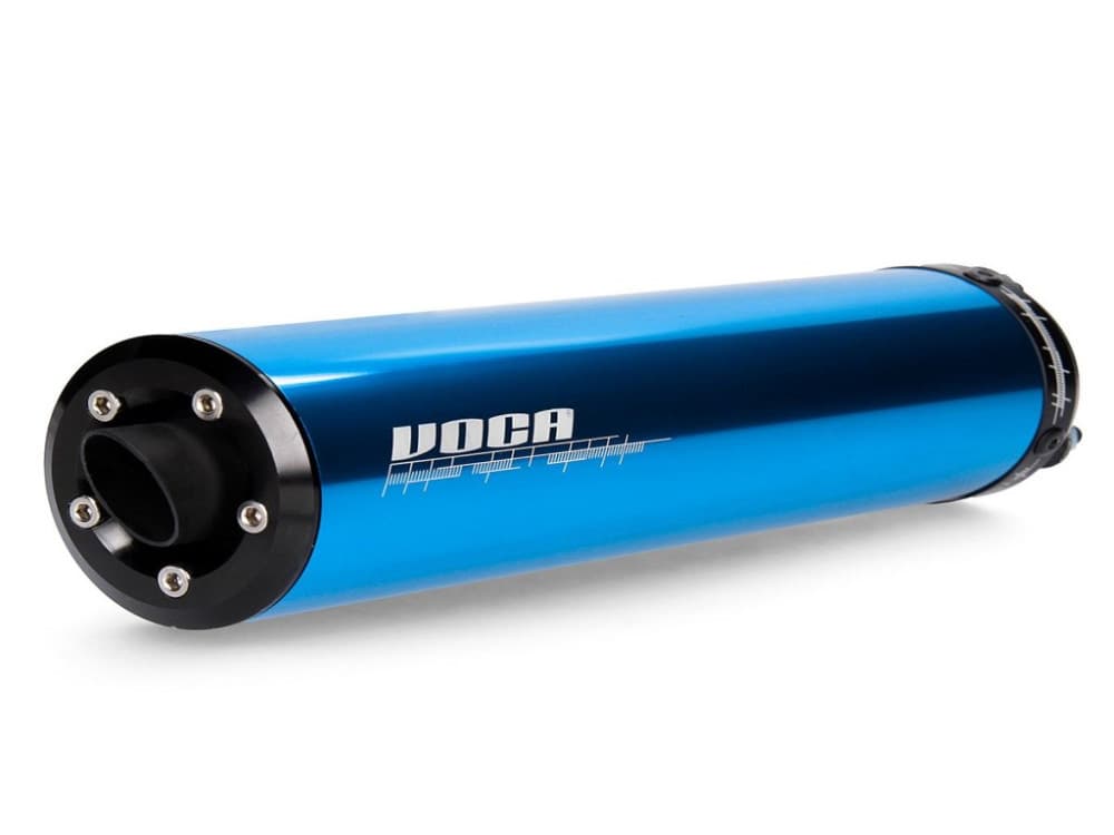 Voca Racing kompletter Schalldämpfer (BigBore 90cc, Carbon 80cc, Rookie 50/70cc, SCR, Mk, Barikit) (Blau)